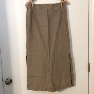 Purejill 100% Linen Midi Skirt with Side Slits